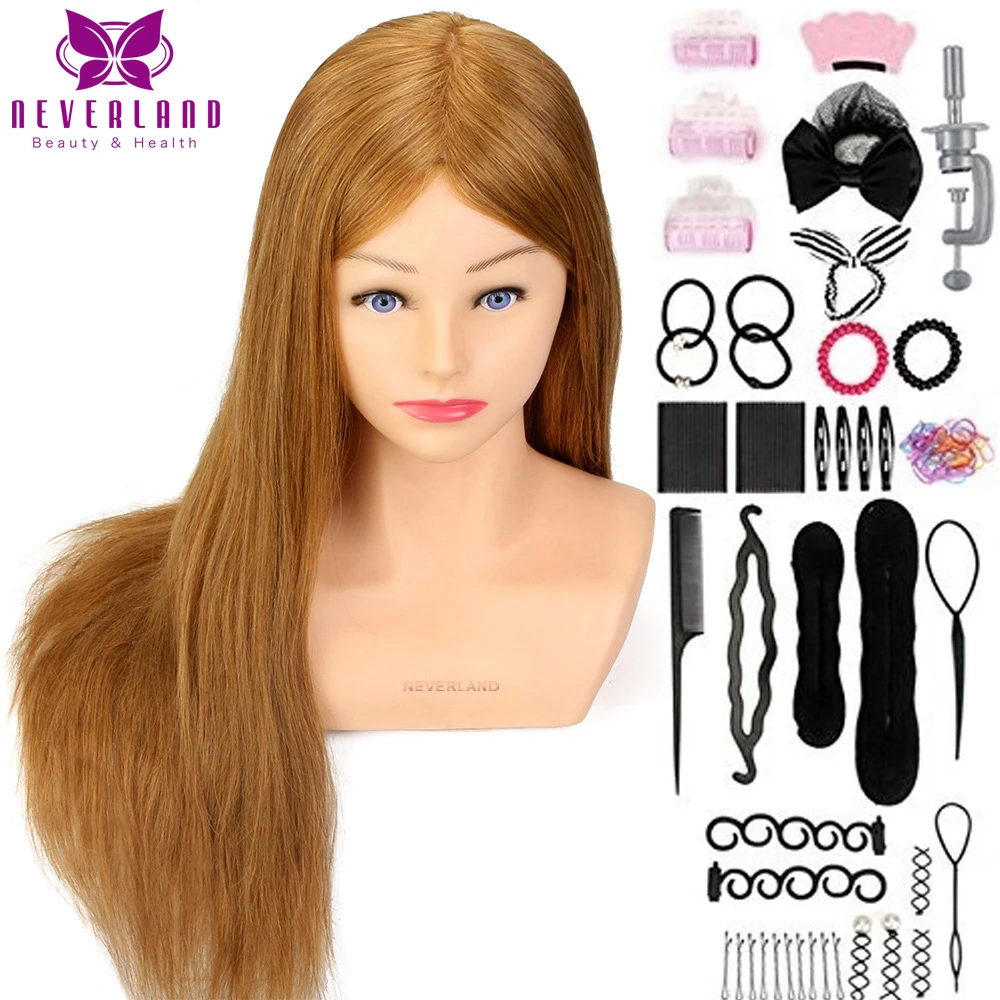 Top Trends: Mannequin Head 24&#039;&#039; 100% Real Hair With Shoulder Hairdressing Head Hairstyles Dummy Doll Braiding Practice Training Head Kit Shoppable Styles