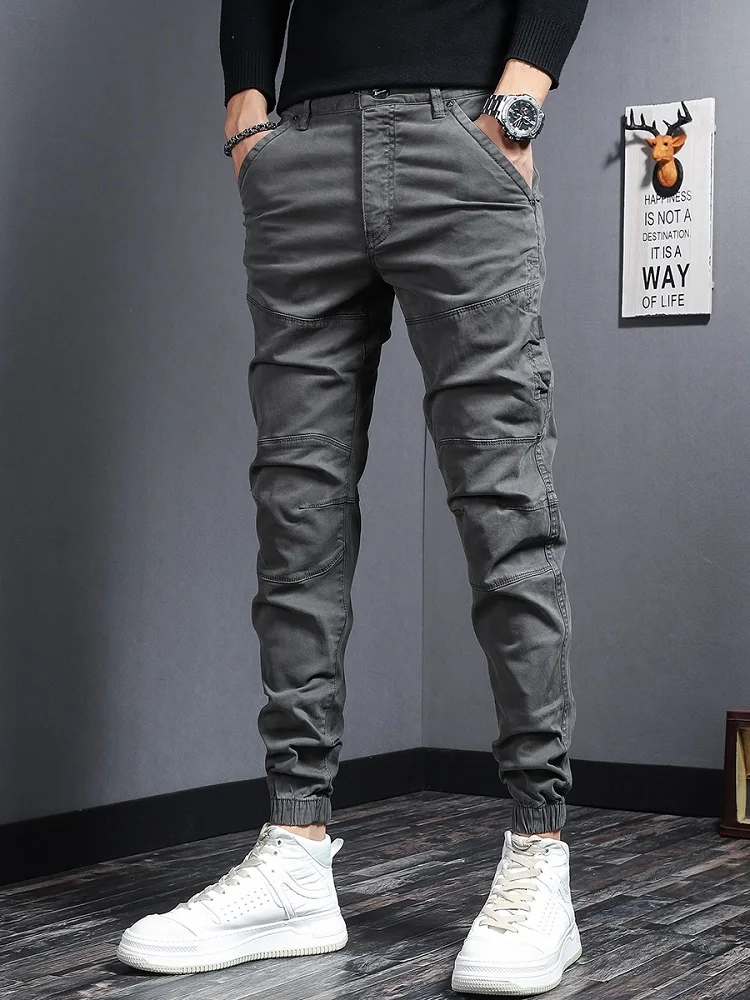 Top Trends: Autumn Gray Cargo Pants Men Tactical Casual Cotton Stretch Slim Fit Trousers Shoppable Styles