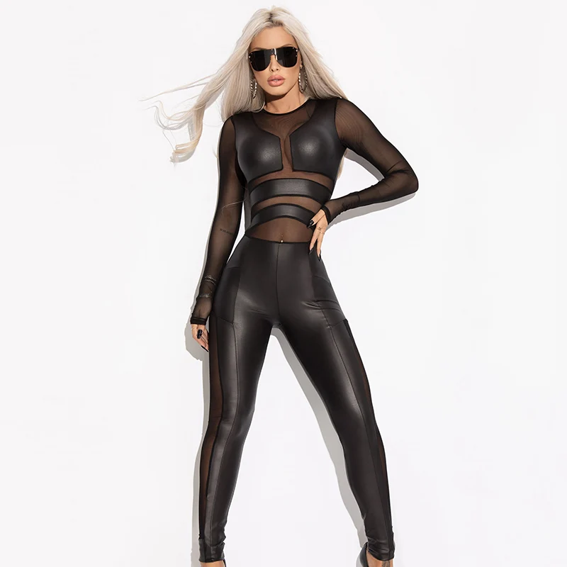 Top Trends: Gymdolphins Black Mesh Spliced Sexy See-through Jumpsuit For Women 2023 Summer New Stylish Tight Fitting Sports Jump Suits Shoppable Styles