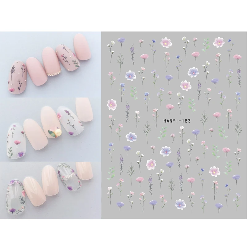 Top Trends: 3D Nail Stickers Watercolor Nail Stickers Blue White Flower Nail Art Decals Beauty Flower Decoration For TIP NAIL Beauty Shoppable Styles