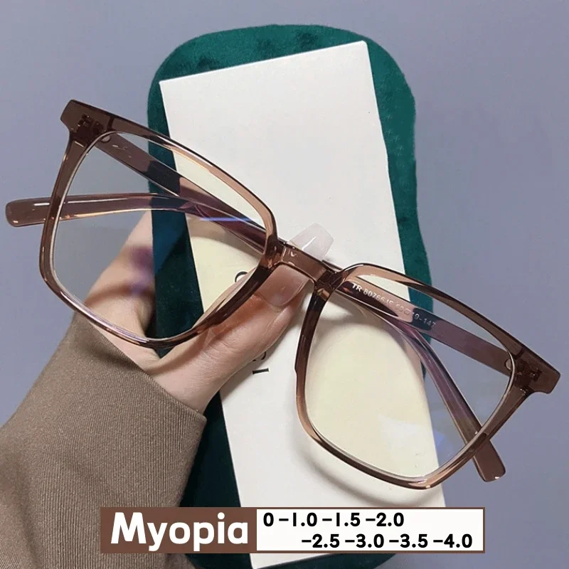 Top Trends: Fashionable Women Men Diopter Minus Glasses High Definition Short Sight Eyewear Vintage Square Frame Optical Spetacle Eyeglasses Shoppable Styles