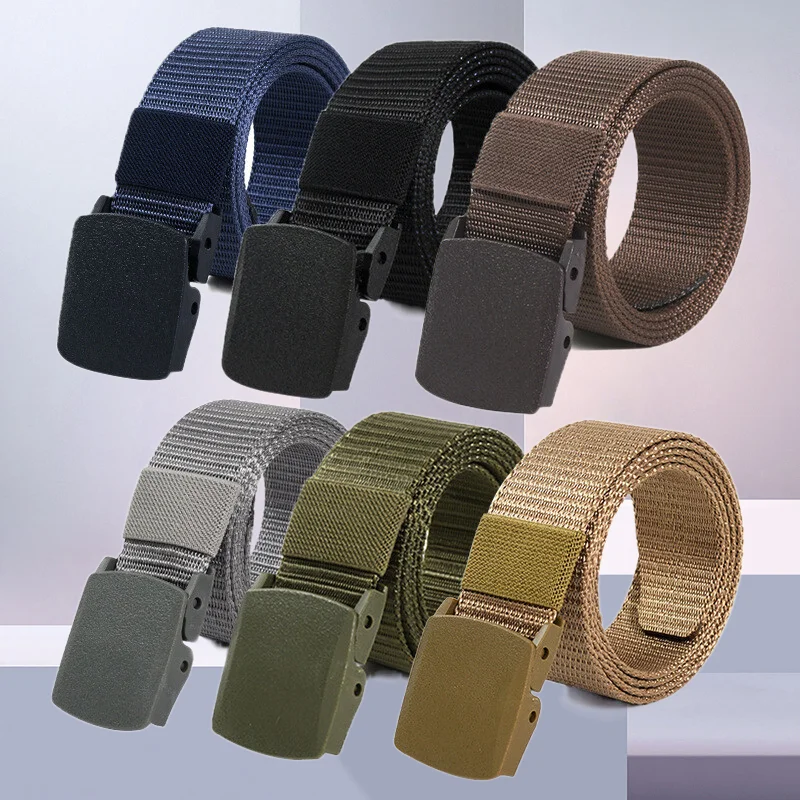 Top Trends: Men Female Belts Military Nylon Adjustable Belt Men Outdoor Travel Tactical Waist Belt With Plastic Buckle For Pants 130cm Shoppable Styles