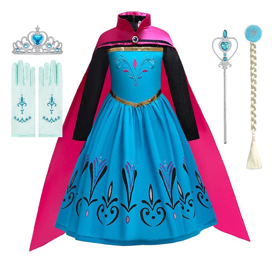 Top Trends: Girls Elsa Coronation Dress Up Long Sleeve Snow Queen Halloween Party Princess Costume Kids Christmas Elza Fancy Clothes Cloak Shoppable Styles