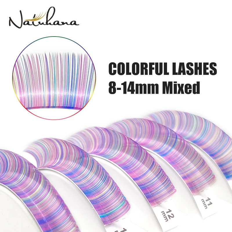 Top Trends: NATUHANA Brown Blue Purple Colored Eyelash Extensions Individual Mink Color Eyelashes Korea Pbt Natural Soft False Cilio Lashes Shoppable Styles