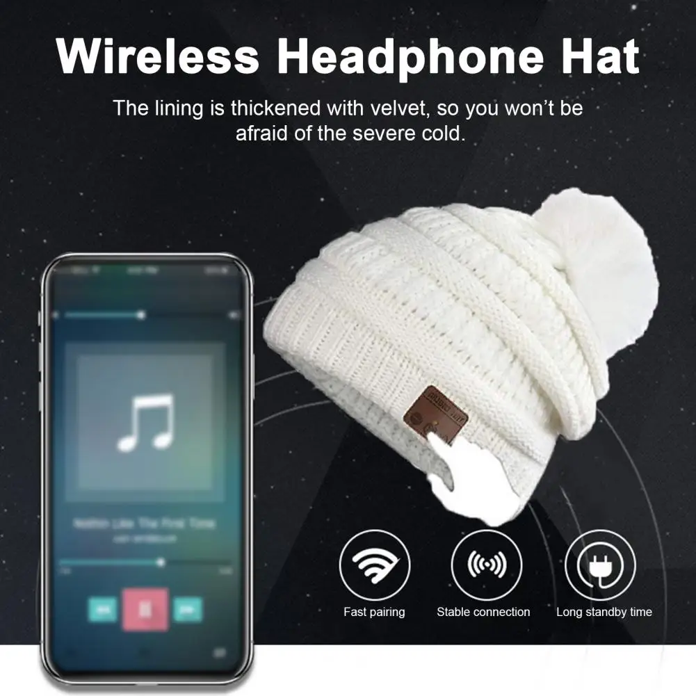 Top Trends: Headphone Hat Wireless Music HiFi Sound Low Latency With Automatic Pairing Thickened Warm Bluetooth-compatible 5.0 Headset Hat Shoppable Styles