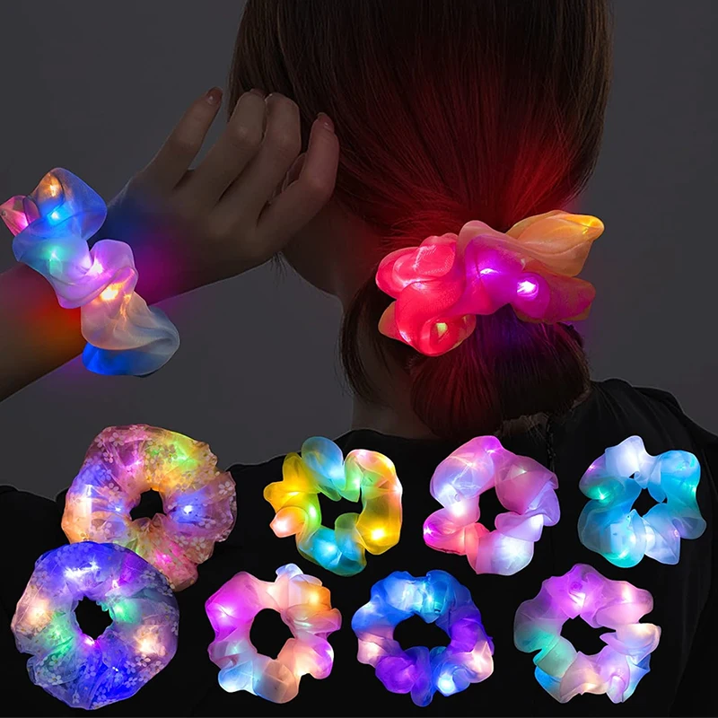 Top Trends: LED Luminous Hair Bands Scrunchies Women Girls Headwear Hair Rope Simple Wrist Band Rings Rubber Band Christmas Hair Accessories Shoppable Styles