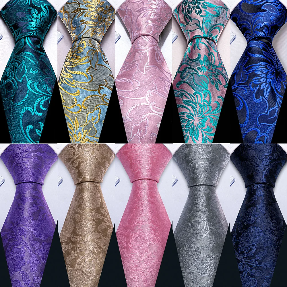 Top Trends: Exquisite Folral Teal Men Tie High Quality Silk Pocket Square Cufflinks Sets Elegant Jacquard Necktie Wedding Party Barry.Wang Shoppable Styles