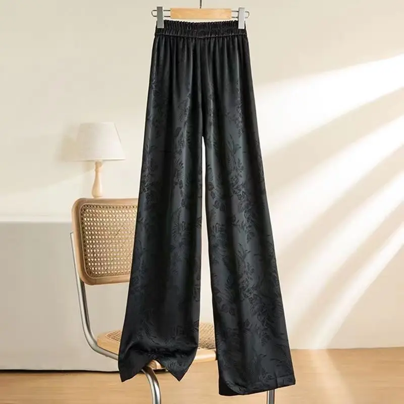 Top Trends: Women Spring Summer Korean Edition New High Waist Casual Wide Leg Pants Fashion Print Drawstring Versatile Straight Leg Pants Shoppable Styles