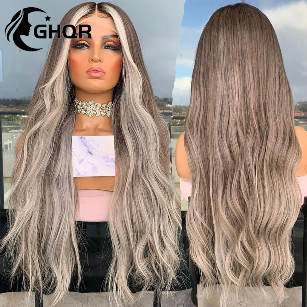 Top Trends: Highlight Wigs Human Hair Grey Brown Ash Blonde Lace Front Human Hair Wig Natural Wave Glueless Preplucked Transparent Lace Wig Shoppable Styles