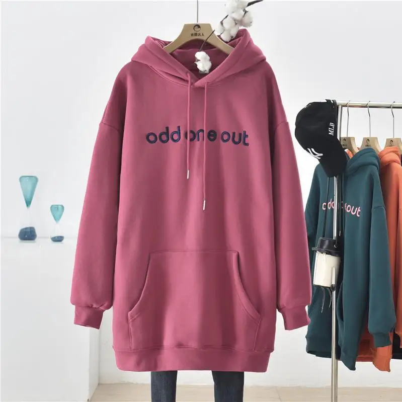 Top Trends: Autumn Winter New Lacing Letter Printing Hoodies Long Sleeve Solid Color Loose All-match Pullovers Fashion Casual Women Clothing Shoppable Styles - Image 4