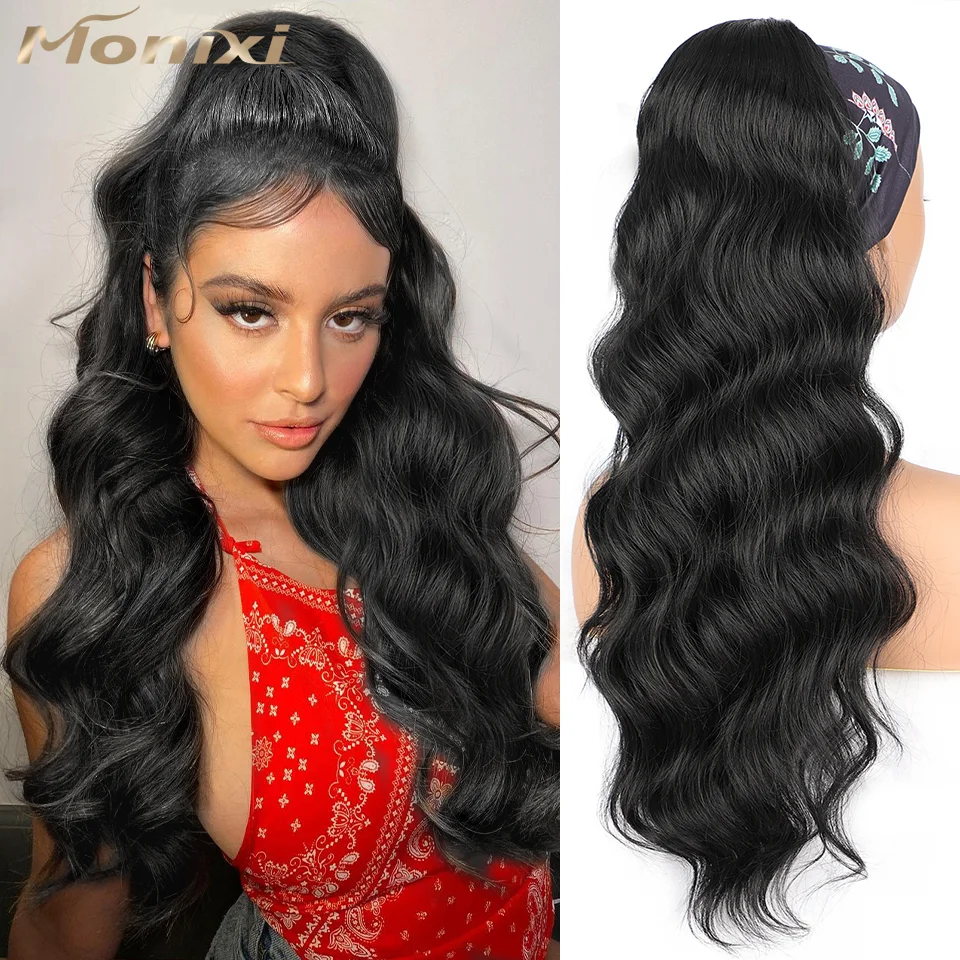 Top Trends: MONIXI Synthetic Long Wavy Ponytail Hair Synthetic Drawstring Ponytail Clip In Hairpiece Black Wave Ponytail For Black Women Shoppable Styles