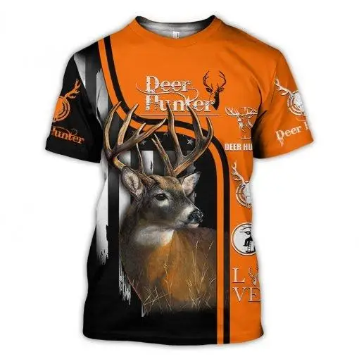 Top Trends: Deer Hunter Graphic Printed Summer Men's O-Neck T-Shirts Casual Short Sleeve Oversized Pullover Fashion Streetwear Men Clothing Shoppable Styles