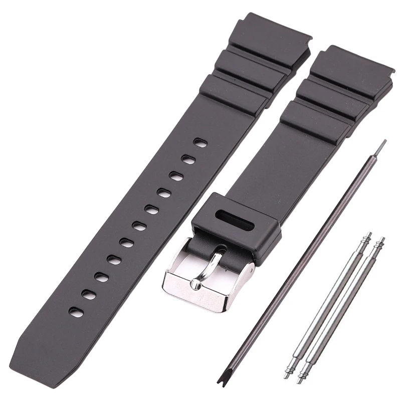 Top Trends: Watch Band Strap For Casio Black Sport Diving Watchband 18 20 22mm Men Silicone Bracelet With Silver Stainless Steel Pin Buckle Shoppable Styles