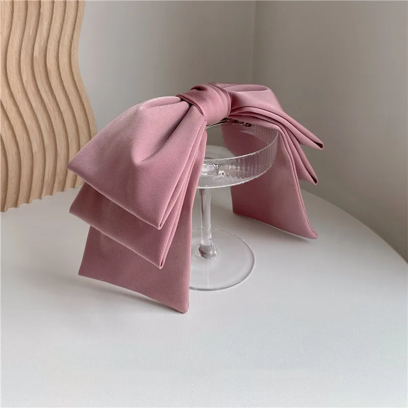 Top Trends: New Fashion High Quatity Satin Big Bow Hairpins Popular Hair Clip Women Sweet Solid Three-layer Bow Drape Hairgrip Accessories Shoppable Styles - Image 5