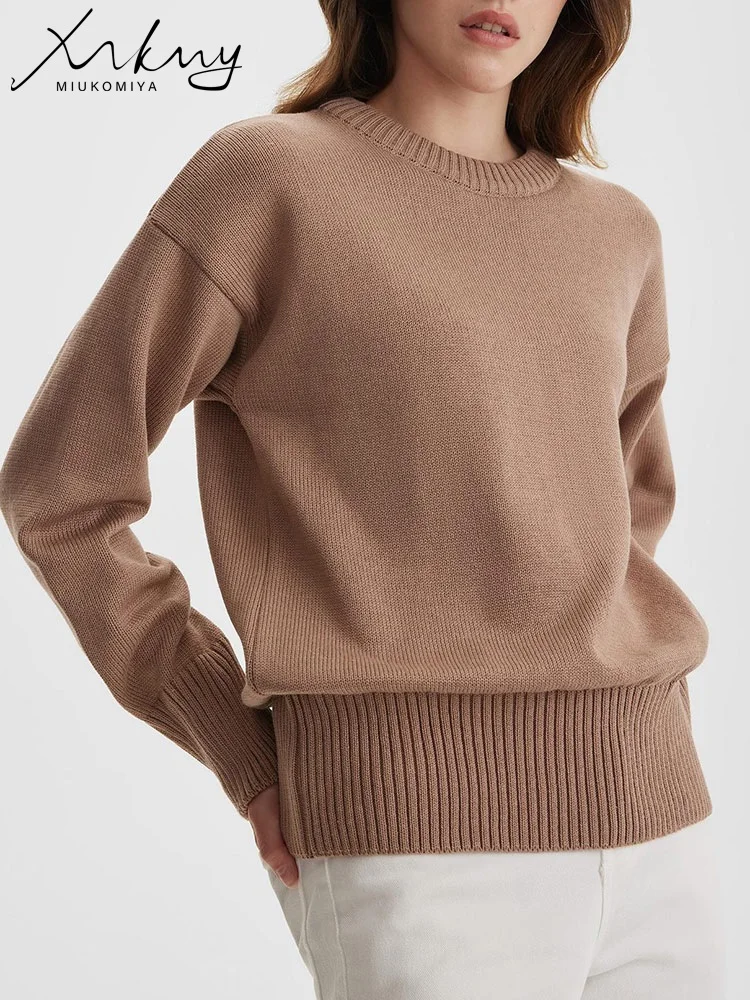 Top Trends: MiuKoMiYa Winter Knitted Loose Sweaters For Women 2023 Oversize Pullovers Round Neck Knitwear Winter Clothes Women Camel Sweater Shoppable Styles