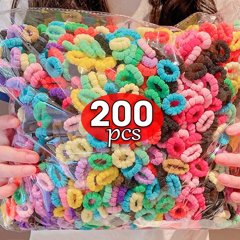 Top Trends: 100-200PCS / box Baby Girls Colorful Small Elastic Hair Bands Children Ponytail Holder Kids Headband Rubber Band Hair Accessories Shoppable Styles