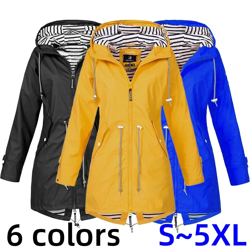 Top Trends: Long Casual Women's Raincoat Long Sleeved Waterproof Travel Jacket Running Jacket New Fashion Jacket Sleeve Hooded Windbreaker Shoppable Styles