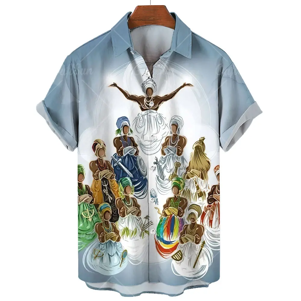 Top Trends: 2023 Hawaiian Vintage Umbanda Men'S Shirt Casual 3d Print Street Designer Short Sleeved Fashion Tops Clothing Loose Oversized Shoppable Styles