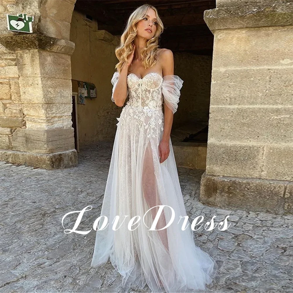 Top Trends: LoveDress Beach Tulle Off The Shoulder Wedding Dresses Modern Sweetheart A-Line Bridal Gowns Pleated Sleeves Illusion Summer Shoppable Styles