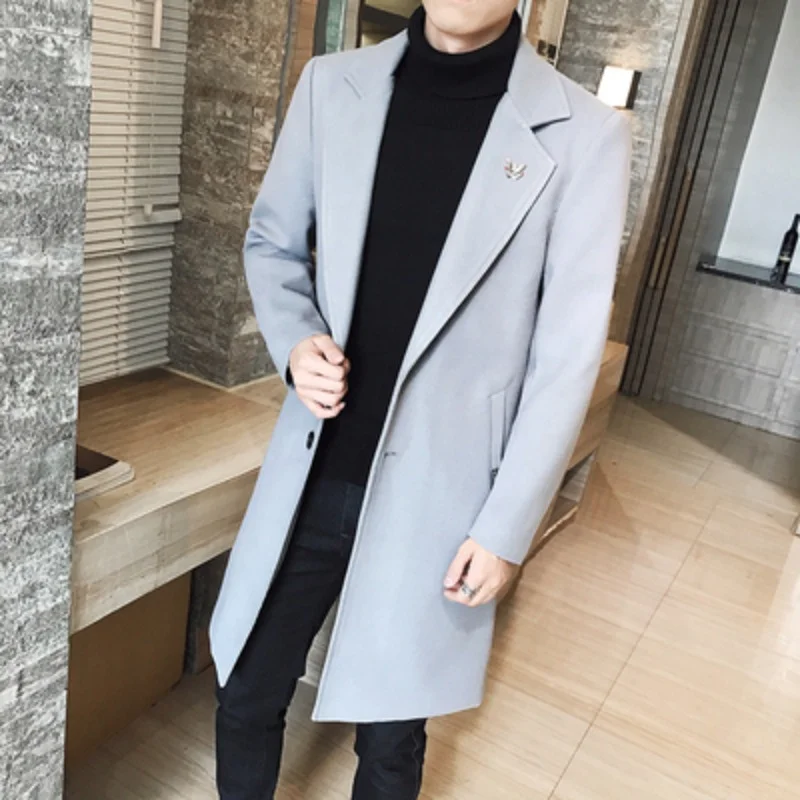 Top Trends: 2022 Fashion Men Wool & Blends Mens Casual Business Trench Coat Mens Leisure Overcoat Male Punk Style Blends Dust Coats Jackets Shoppable Styles - Image 5