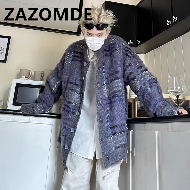 Top Trends: ZAZOMDE Winter Single Breasted Loose Vintage Striped Sweaters Casual Long Sleeve Jumpers Y2k Cardigan Coat Sweaters Harajuku Top Shoppable Styles