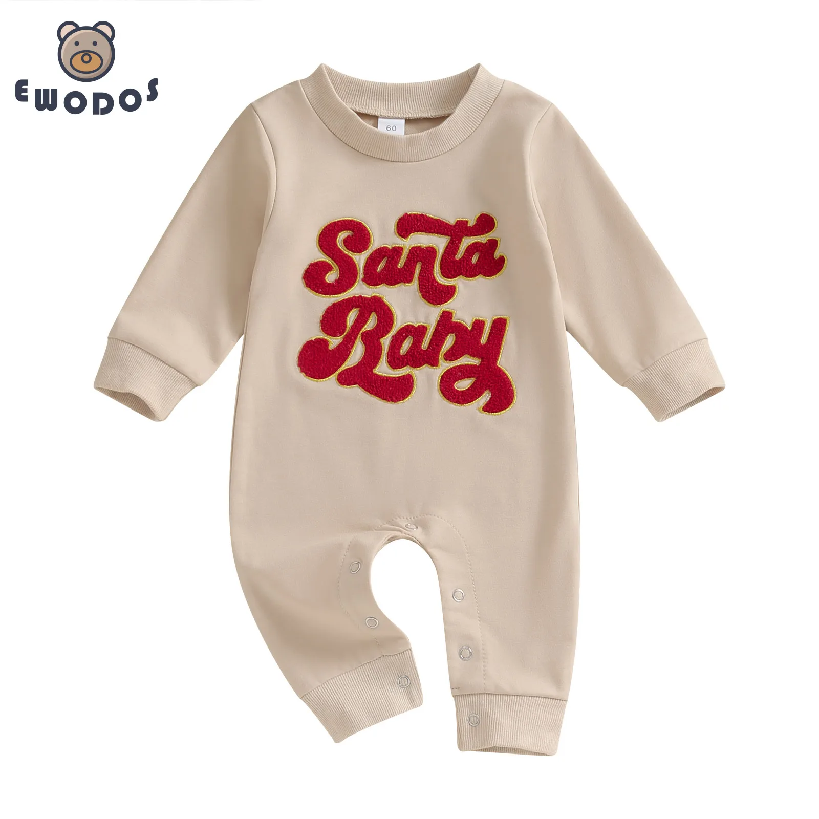 Top Trends: EWODOS Newborn Baby Christmas Long Sleeve Rompers Newborn Casual Fuzzy Letter Round Neck Bodysuit Infant Loose Fit Jumpsuits Shoppable Styles