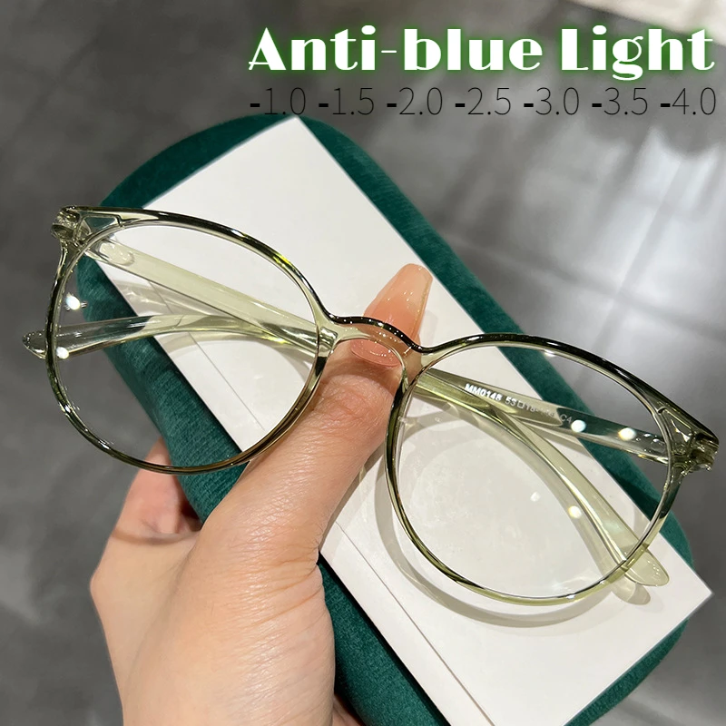 Top Trends: Oversized Round Myopia Glasses Men Women New Anti-blue Light Eyewear Near Sight Prescription Eyeglasses Diopter Shoppable Styles