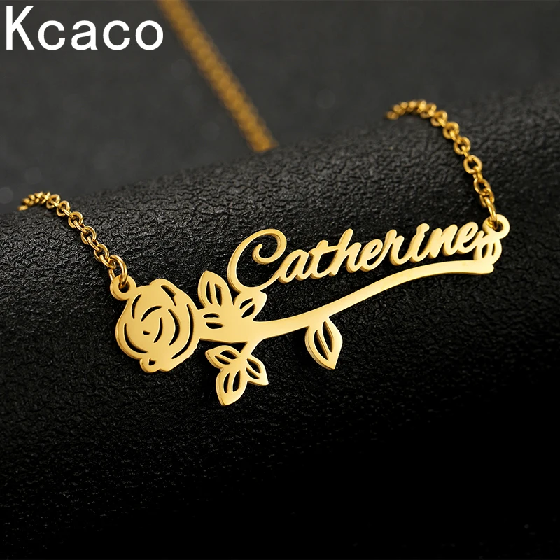 Top Trends: Custom Name Rose Necklaces For Women Gold Plated Nameplate Pendant With Flower Customized Letters Choker Jewelry Girl Gifts Shoppable Styles