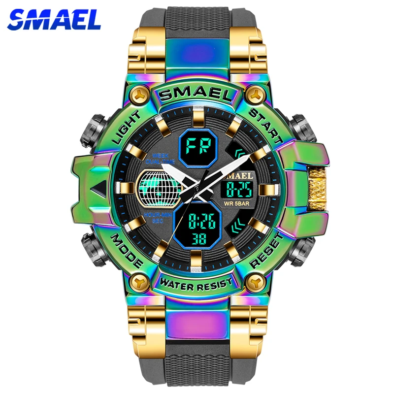 Top Trends: SMAEL Brand Men&#039;s Sports Fashion Fitness Watch Dual Display Analog Digital Wristwatches Men Waterproof Colorful Military Watches Shoppable Styles