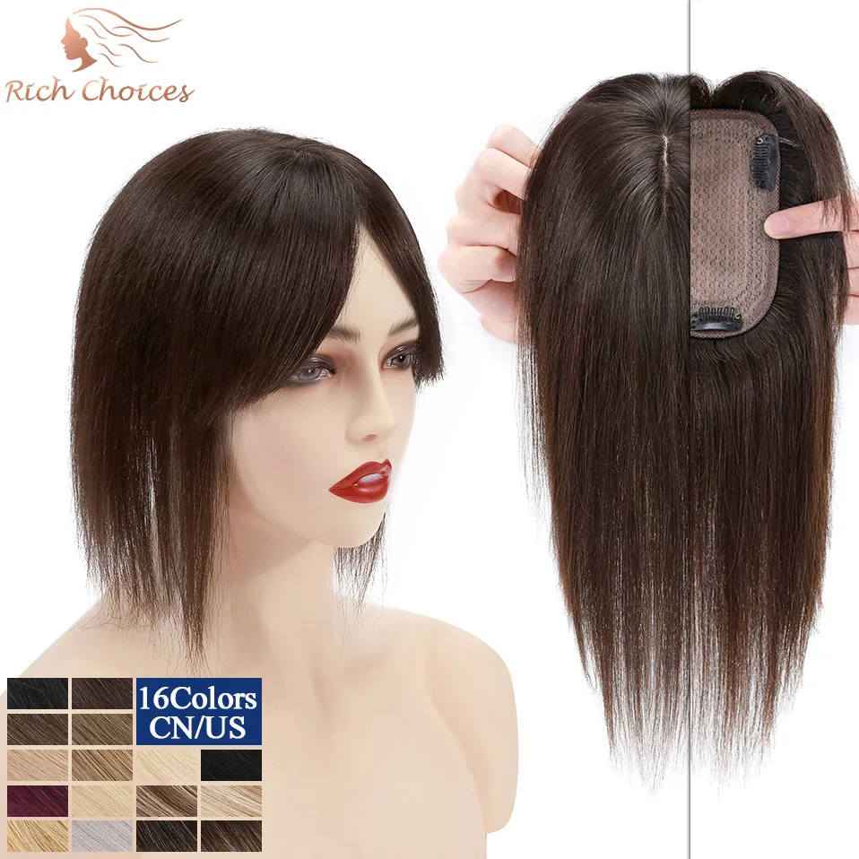 Top Trends: Rich Choices 7X13CM 100% Human Hair Toppers For Women Hairpiece Wigs With Bangs 150% Density Clip In Hair Extensions Shoppable Styles