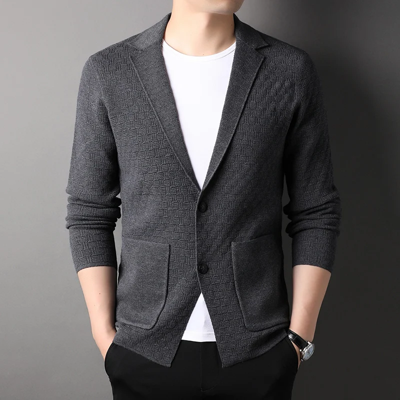 Top Trends: Top Grade New Brand Designer Classic Korean Fashion Knit Cardigan Cool Jackets For Men Casual Style Stylist Coats Men's Clothing Shoppable Styles - Image 3