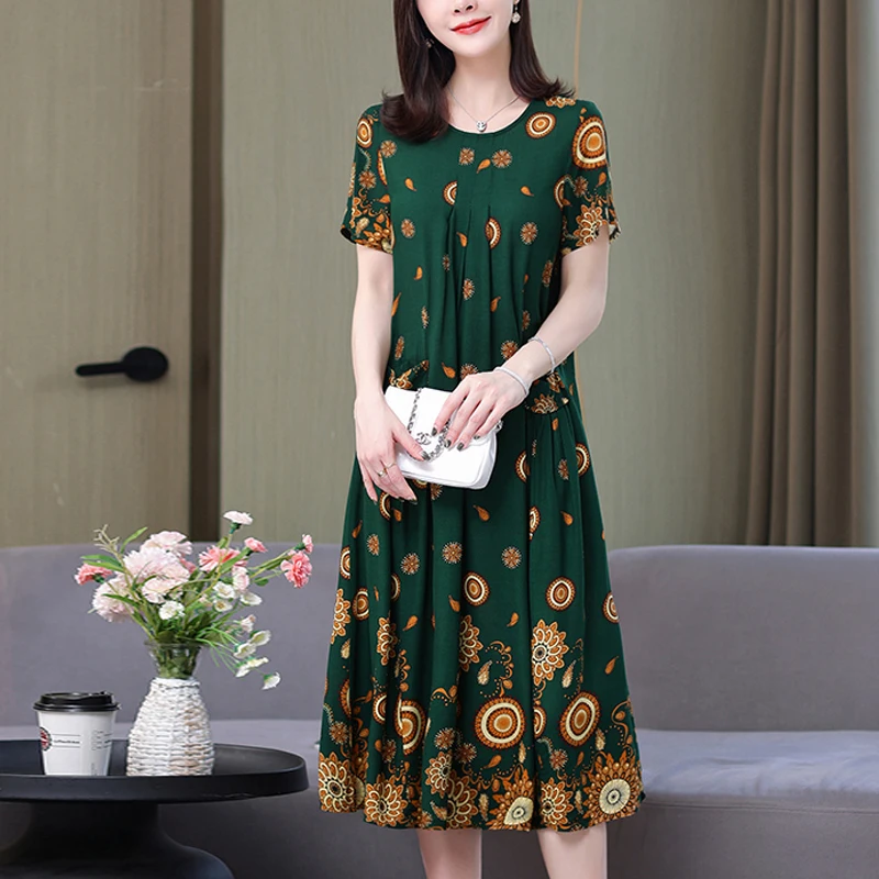 Top Trends: New Arrival Fashion Casual 2023 Summer Dress For Women Loose O-Neck Print Elegant Floral Formal Dress Women Clothing Dresses Shoppable Styles