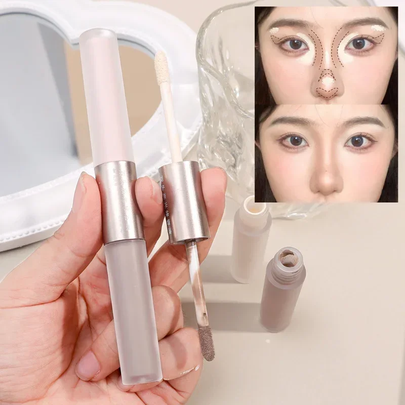 Top Trends: Double Head Face Contouring Stick 2 In 1 High Gloss Grey Brown Matte Nose Shadow Cream Brighten Highlighter Face Bronzer Makeup Shoppable Styles - Image 5