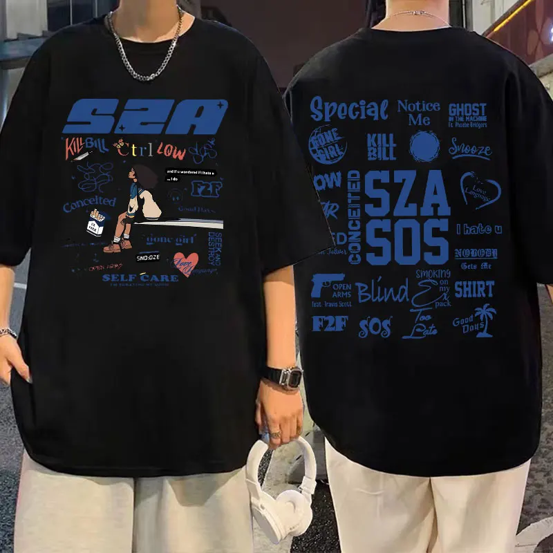 Top Trends: Rapper SZA Sos Album Tshirt Sza Tour 2023 T Shirt S.Z.A Concert Printed T-shirt Men Hip Hop Rap Tshirt Man Women Oversized Tees Shoppable Styles