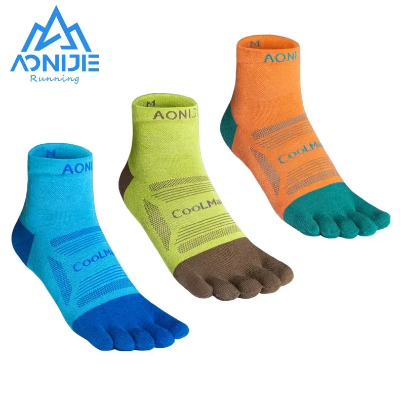 Top Trends: 3 Pairs / Set AONIJIE E4838 Unisex Upgraded Athletic Running Quarter Socks Five Toe Socks Marathon Toesocks For Race Tranning Shoppable Styles