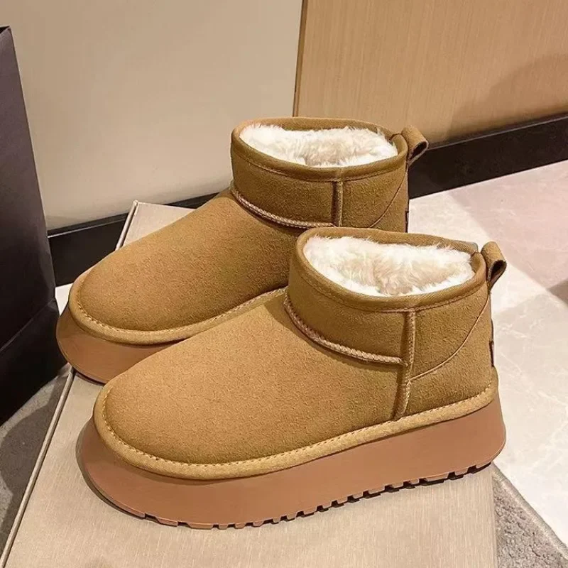 Top Trends: 2023 New Winter Warm Boots Fur Ladies Snow Boots Real Sheepskin Wool Low-cut Warm Fur Shoes Man And Women Winter Short Boots Shoppable Styles