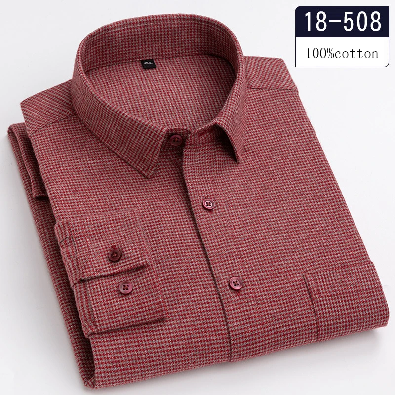 Top Trends: Luxury High-quality100% Cotton Houndstooth Full Shirts For Men Slim Fit Casual Shirt Long-sleeve Plaid Soft Designer Clothes Ropa Shoppable Styles