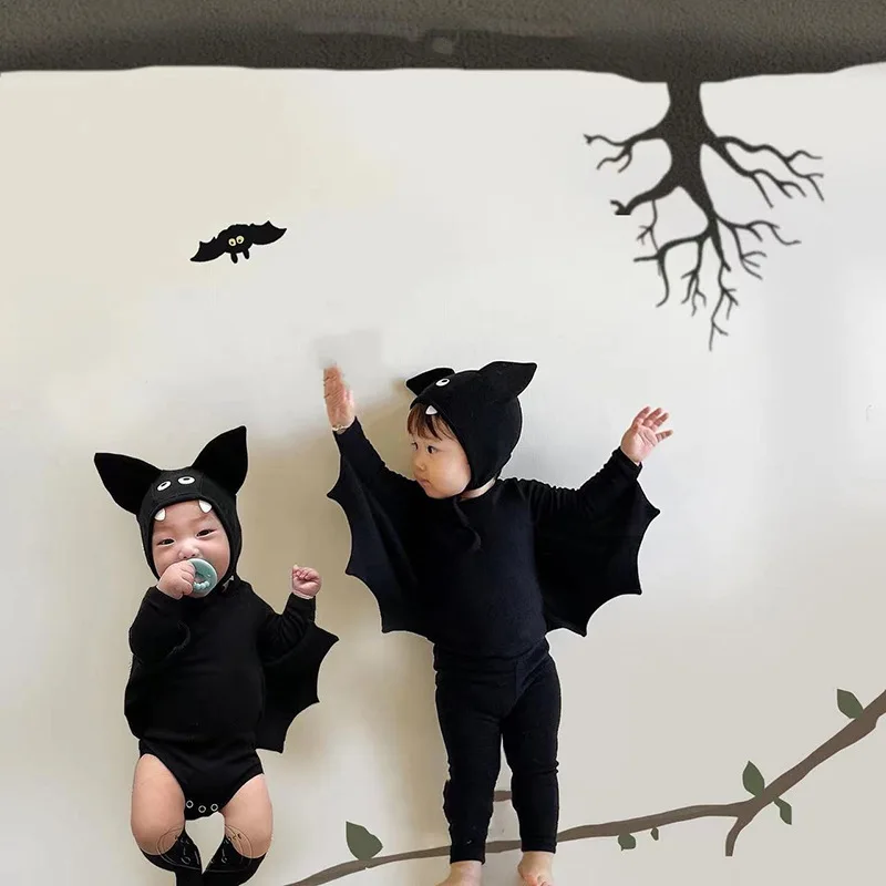 Top Trends: 2023 New Baby Halloween Clothes Set Newborn Infant Bat Sleeve Bodysuit + Hat Boys Girls Toddler Kids Halloween Party Clothing Shoppable Styles