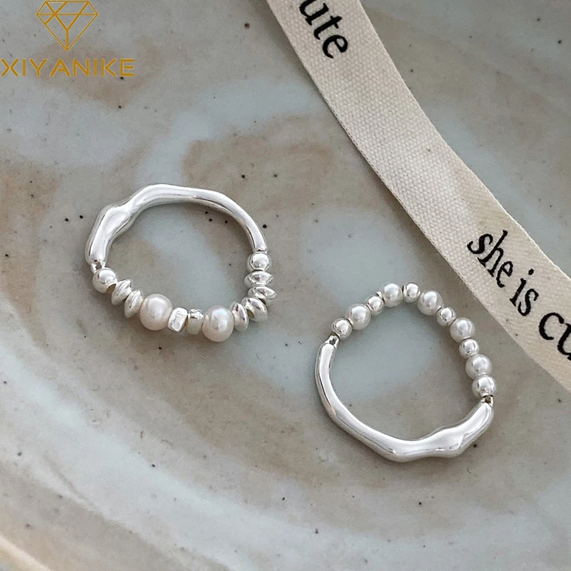 Top Trends: XIYANIKE Asymmetrical Beads Pearl Elastic Cord Rings For Women Girl Luxury Korean Fashion New Jewelry Gift Party кольцо женское Shoppable Styles