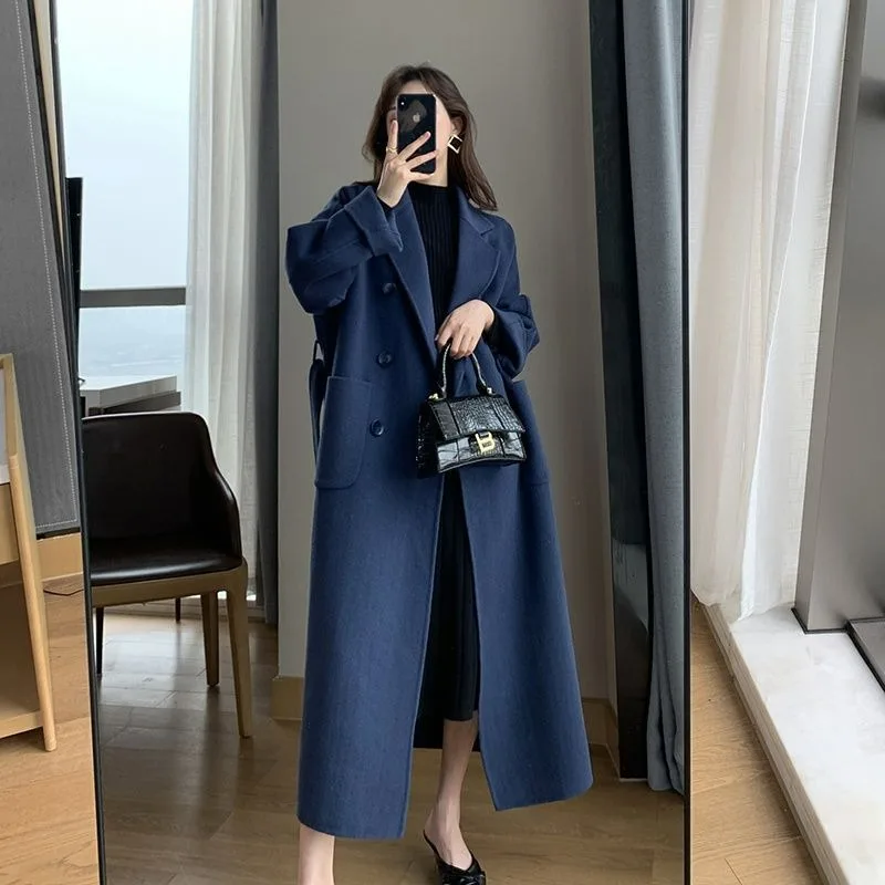 Top Trends: 2023 Winter Women New Woolen Coat Mid Length Plump Girls Slimming Loose High End Over-the-Knee Large Size Woolen Jacket Shoppable Styles