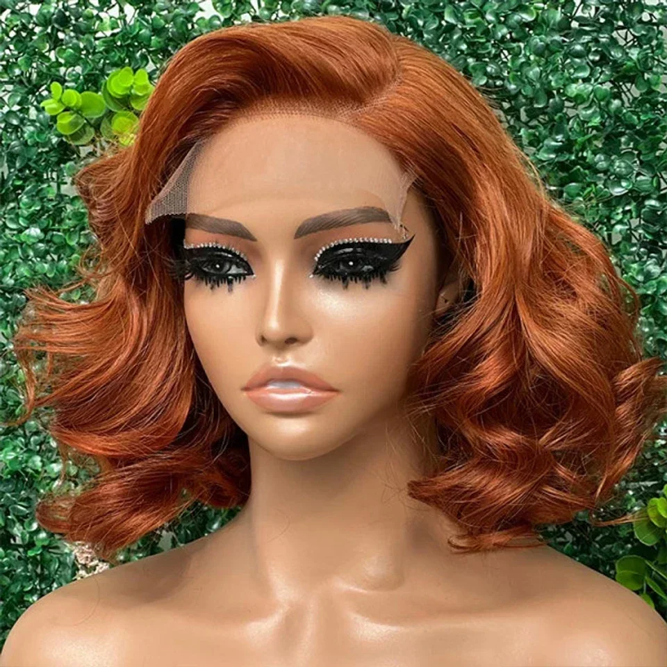 Top Trends: Ginger Orange Short Bob Human Hair Lace Frontal Wigs For Women Loose Wave Lace Wig Body Wave Brazilian Perruque Cheveux Humain Shoppable Styles