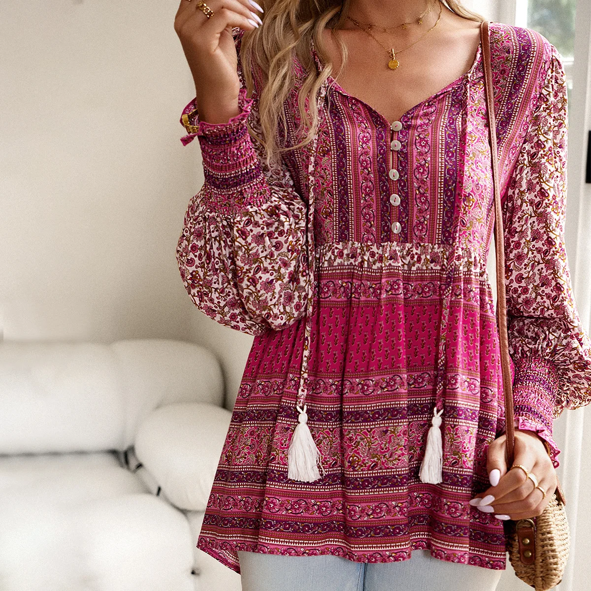 Top Trends: New Fashion Boho Shirt Women's Bohemian Clothes Female Tops Shoppable Styles