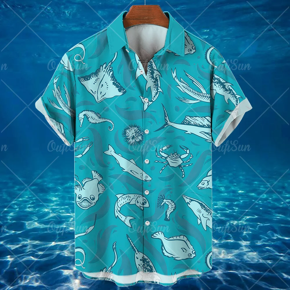 Top Trends: Animal Hawaiian Shirts For Men 3d Shark Graphic Shirts Casual Oversized Short Sleeve Tops Daily Summer Male Clothe Shoppable Styles - Image 3