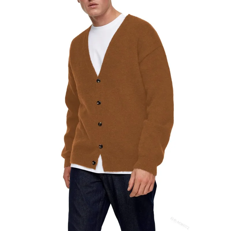 Top Trends: Elegant Vintage Long Sleeve Solid Color V Neck Single Breasted Knitwear Coat Outwear Y2K INS Men Knitted Cardigan Sweater Top Shoppable Styles