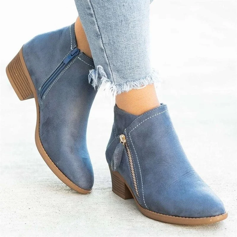 Top Trends: Women Booties 2023 Autumn Suede Chelsea Boots Women Fashion Size 43 Platform Boots Side Zipper Heeled Ankle Boots Botas De Mujer Shoppable Styles