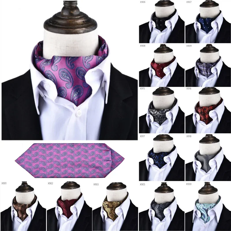 Top Trends: New Paisley Floral Blue Ascot Tie Men Cravat Necktie Cashew Cravat Neck Tie Wedding Ascot Scarf Cravat Formal Dress Corbatas Shoppable Styles