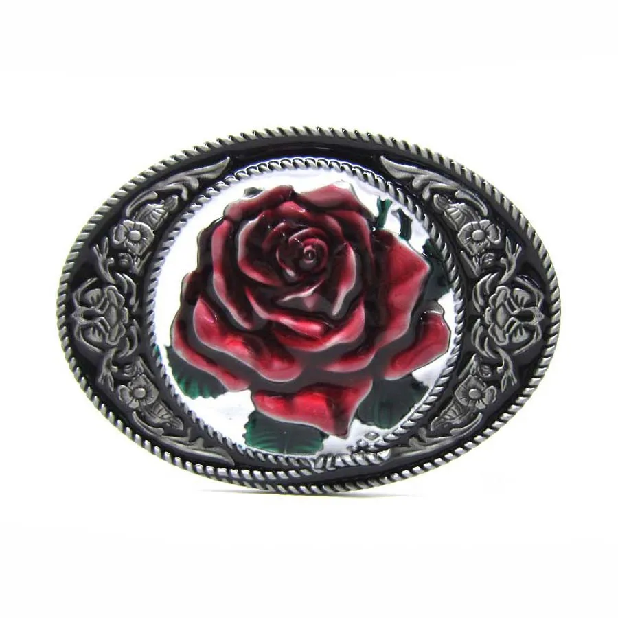 Top Trends: Cheapify Dropshipping Oval Cowgirl Beautiful Red Roses Floral Metal Buckles For Belt Women Shoppable Styles