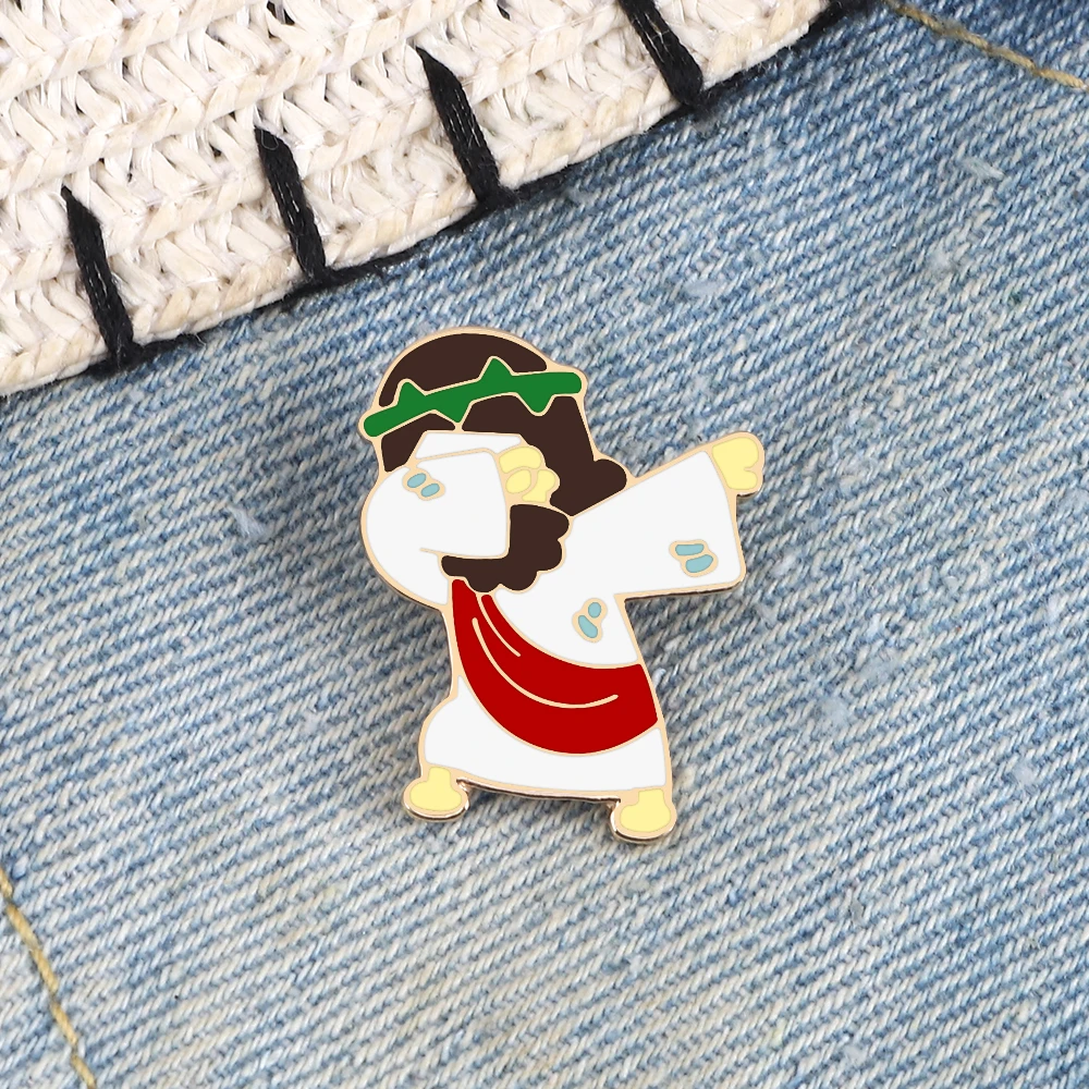 Top Trends: Jesus Messiah Shirt Lapel Pins Cartoon Character Brooches Enamel Christian Faith Icon Badge Clothes Bag Jewelry Gift For Friend Shoppable Styles