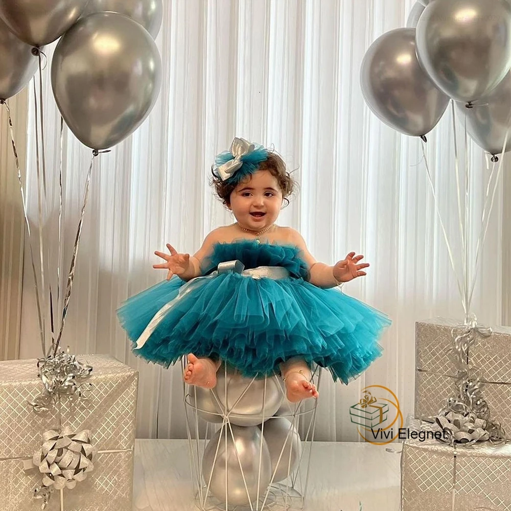 Top Trends: Baby Birthday Tiered Girls Pageant Dress Kids Summer For Kids Birtyday 2023 Summer Sleeveless Communion Dresses Girls فساتين اطف Shoppable Styles