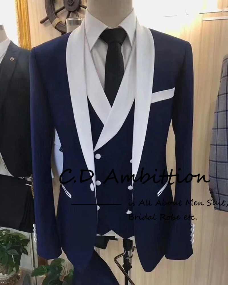 Top Trends: Coat Pant Design Latest Men Suits Set Wedding Luxury 2023 Navy Blue Slim Fit 3 Pec Costume Homme Tuxedo Blazer Set Shawl Lapel Shoppable Styles